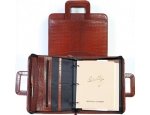 Croco Debossed Leather Zip-Binder With-Handles