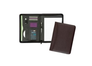 A4 Deluxe Leather Conference Folder, Zipped