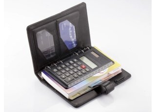 Black Leather Organizer with Calculator