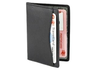 Leather Travel Card Holder In Black